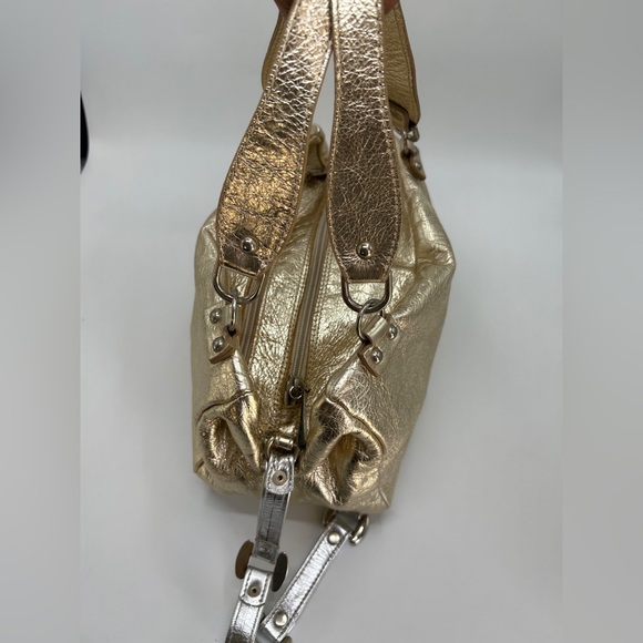 LAURA DI MAGGIO Italy GIANNI NOTARO Designer Metallic Gold Leather Satchel| - Picture 6 of 14